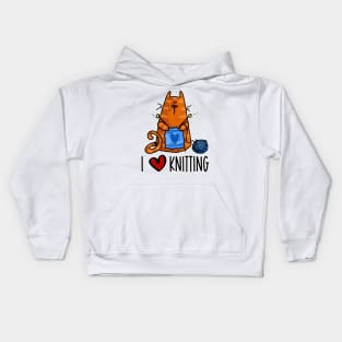 I Love Knitting (Ginger Kitty) Kids Hoodie